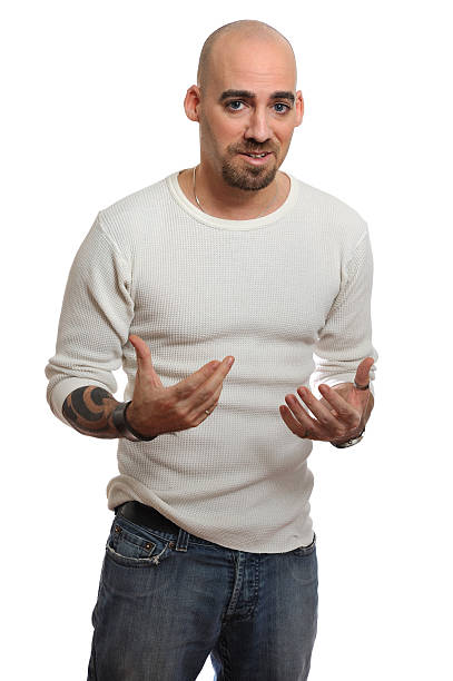 istock Young man with shaved head communicating honesty 175395815