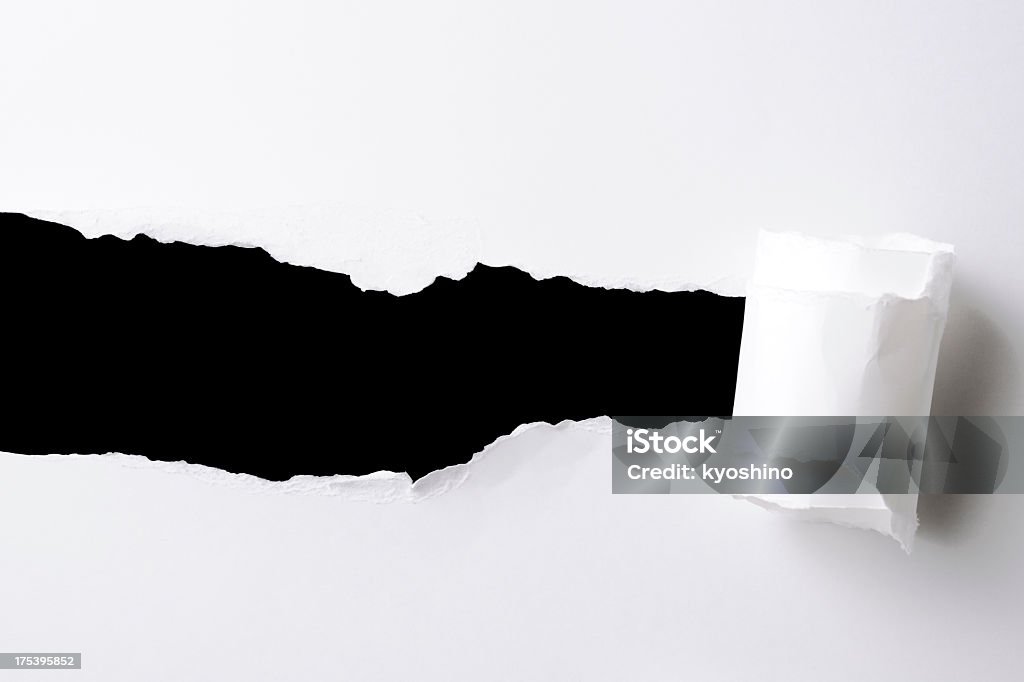 Prostokąt Dziura w papier biały na czarnym tle - Zbiór zdjęć royalty-free (Podarty)