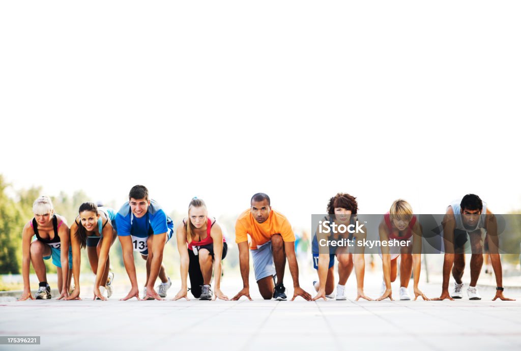 Corredores de maratona na linha de partida. - Royalty-free Linha de Largada Foto de stock