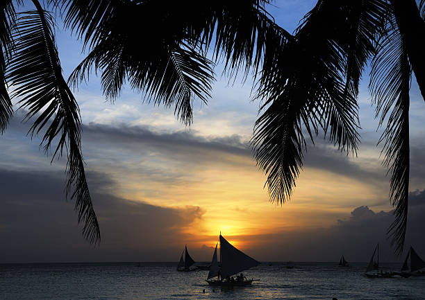 istock Tropical Silhouette Sunset, Boracay, Philippines (XXXL) 175397049