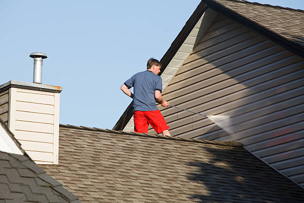 istock Man using pressure washer to clean his house. 175397161