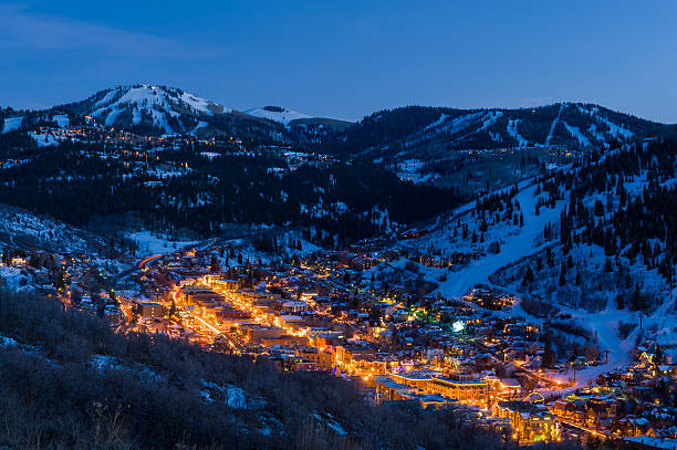 Dusk View of Park City Glowing stock photo