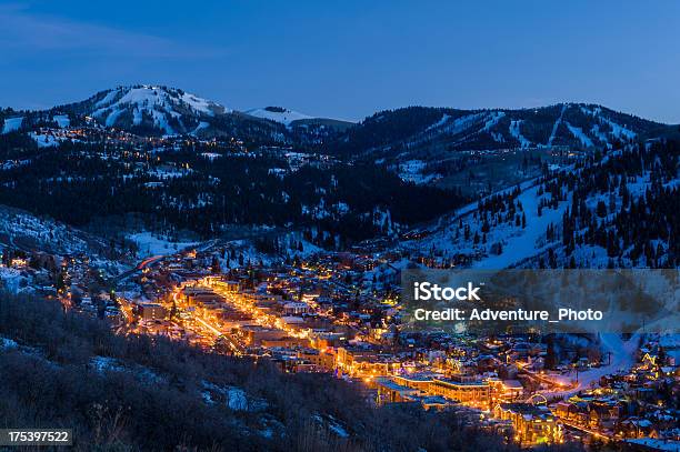 Dusk View Of Park City Glowing Stock Photo - Download Image Now - Park City - Utah, Utah, Winter