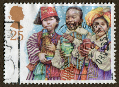Stamp:Three happy children