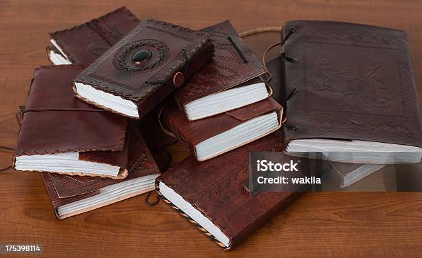 Brown Leatherbooks Diary And Notebooks From Indiary Stock Photo - Download Image Now