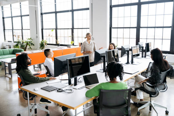 istock Mature businesswoman addressing project team 1753982557