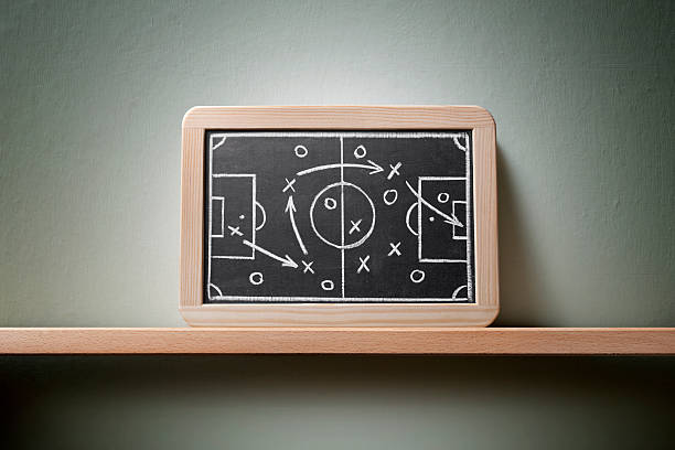 Great victory. Blackboard with football strategy planning.