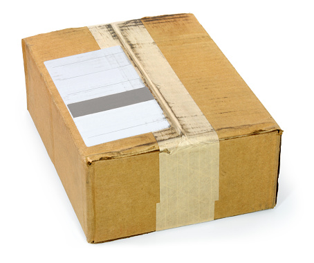 Parcel with a blank label to insert our own message. 
