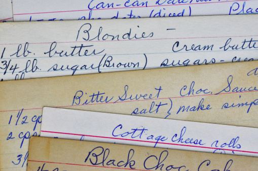 Old recipe cards.Click here for more images of old paper in: