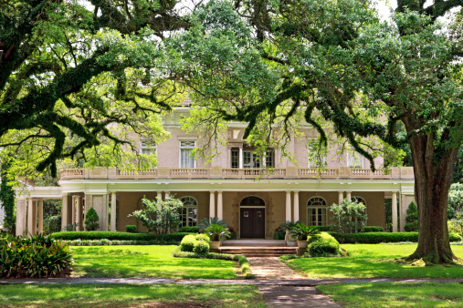 Beautiful 19th century Southern home surrounded by large trees