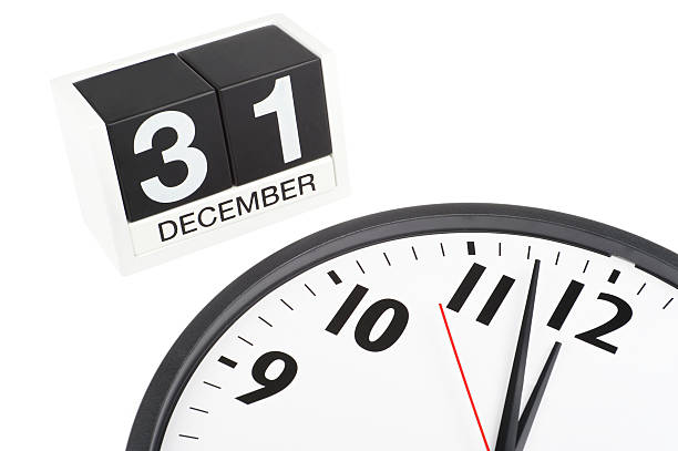 istock Clock Counts Down to December 31 New Year's Eve Midnight 175401204