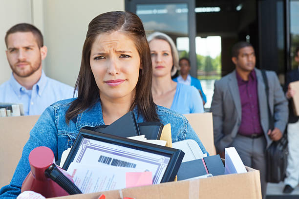 istock Group of unemployed people leavig office after layoff 175402632