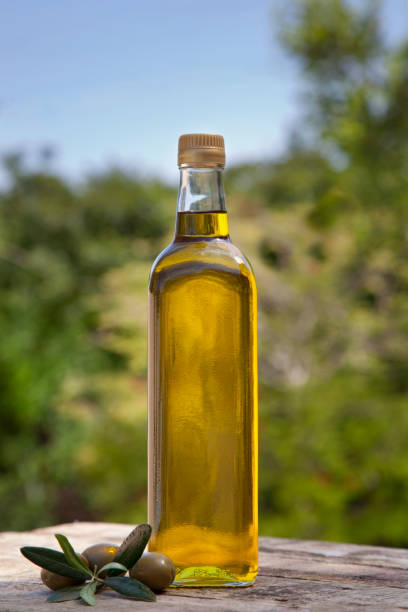 l'huile d'olive. - olive oil bottle olive cooking oil photos et images de collection