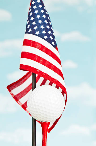 istock American Flag with White Golf Ball on Red Tee 175402952