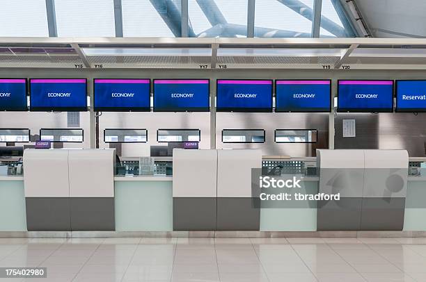 Airport Check In Counters Stock Photo - Download Image Now - Airport Check-in Counter, Airport, Desk