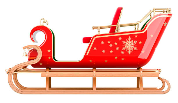 istock Christmas Santa Sleigh, side view. 3D rendering 1754029987