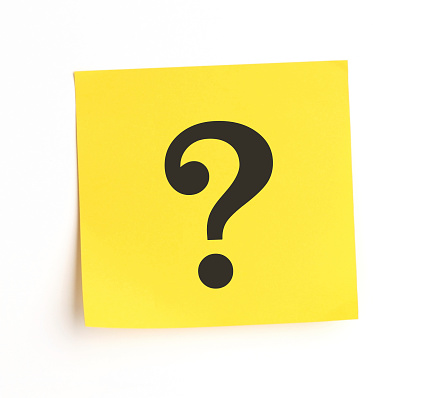 yellow sticky note with question mark