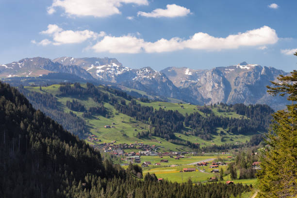 istock Zweisimmen, Bernese Oberland, spring afternoon, sunlight, mounta 175404483