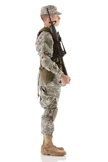istock Profile of an army man with a rifle 175404818