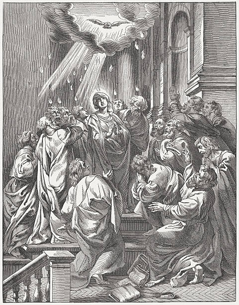 pfingsten (handlungen 2, 1-4 - pfingsten stock-grafiken, -clipart, -cartoons und -symbole