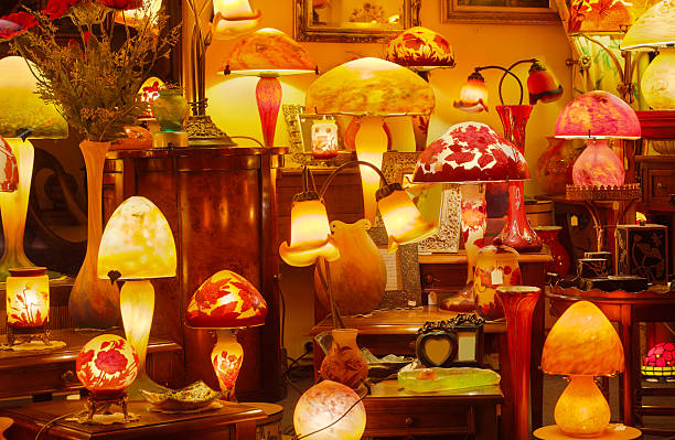 istock Many Colorful Illuminated Tiffany Lamps 175406596