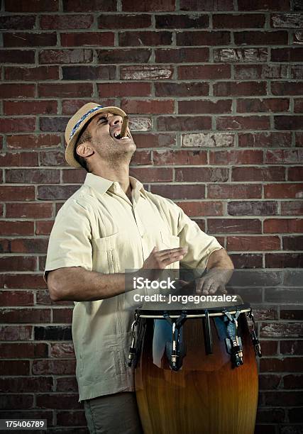 Latin Man Playing Conga Stock Photo - Download Image Now - Conga, Bongo - Drum, Music