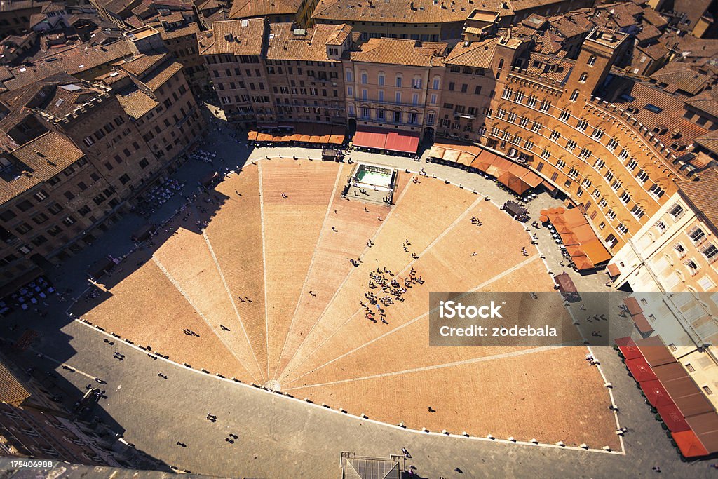 Plaza del Campo de Siena, vista aérea, Italia Landmark - Foto de stock de Siena - Italia libre de derechos