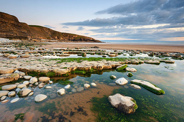 Dunraven Bay Sunset, Wales "Sunset over Dunraven Bay, Southerdown, Wales. XL image size, left unsharpened." tidal pool stock pictures, royalty-free photos & images