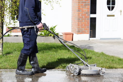 Cleaning path way with a water pressure system.