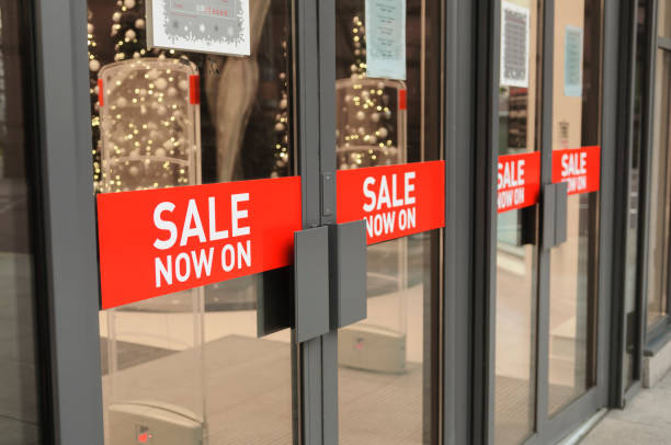 istock Signs on shop doors indicating 