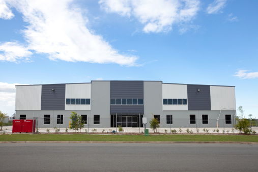 Front exterior of an industrial warehouse building in Queensland Australia. Click to see more...