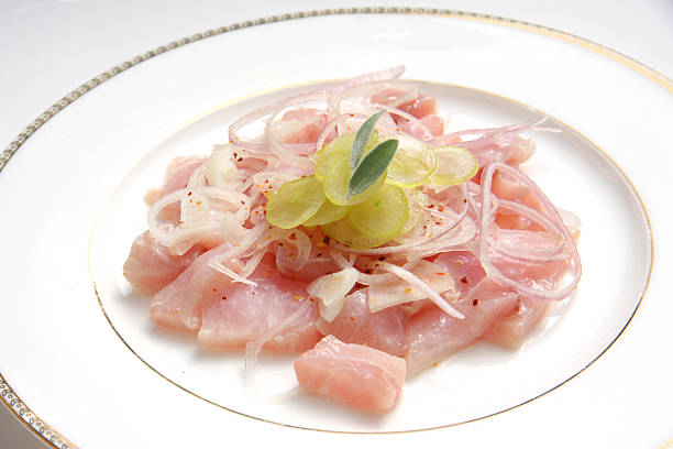 Yellowtail Carpaccio or ceviche with grapes