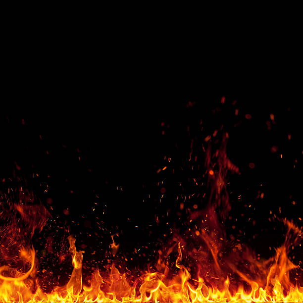 istock XXXL Fire with bright sparks isolated on black background 175409449