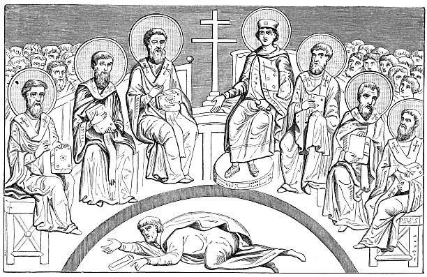 번째 council of nicaea. - iznik stock illustrations