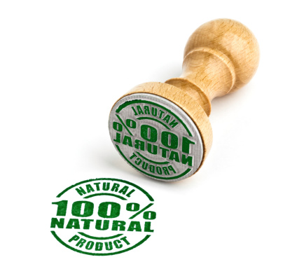 a100% NATURALai rubber stamp. Clipping path on rubber stamp.