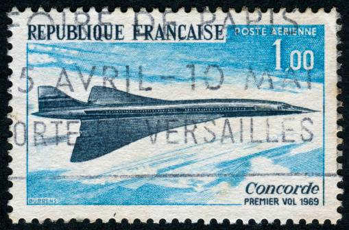 Cancelled Stamp From France Featuring A Concorde Airplane