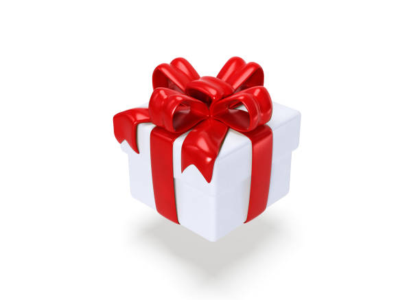 istock Realistic White Gift Boxes with Red Ribbon Gift Bow Set. 3D Illustration . 1754108626