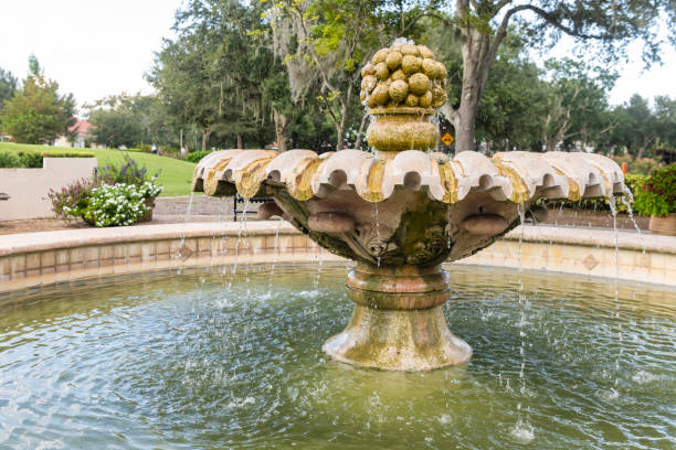 This is a photograph of a fountain in downtown Winter Park, Florida.