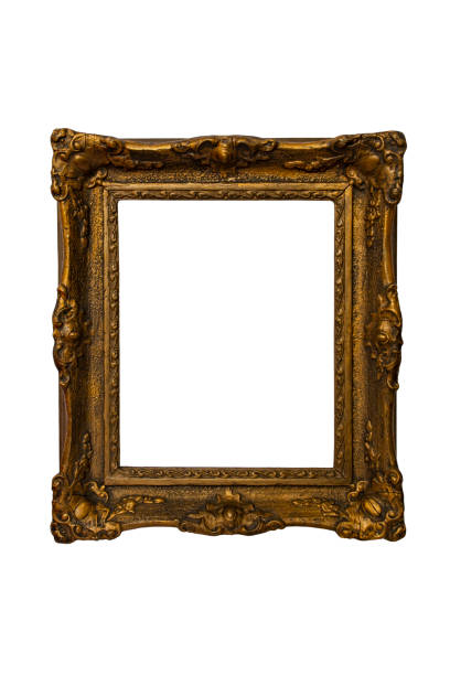 istock Golden brown vintage frame with classic decorations, isolated on white 1754125658