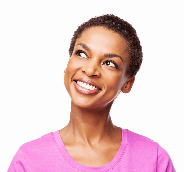 istock African American Woman Looking Up - Isolated 175413297