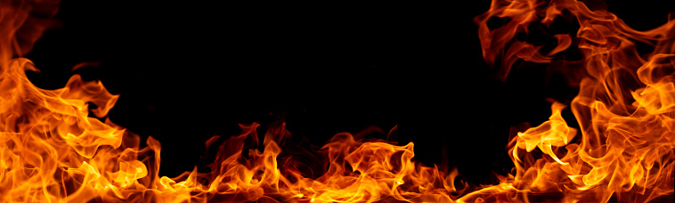 Pure flame border isolated on black background
