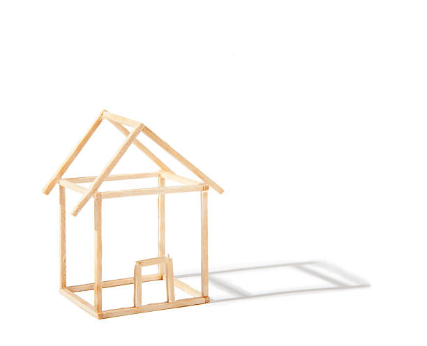 wooden frame in shape of house