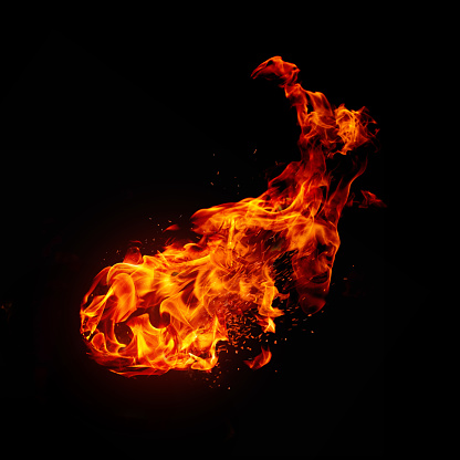 Fireball isolated on black background