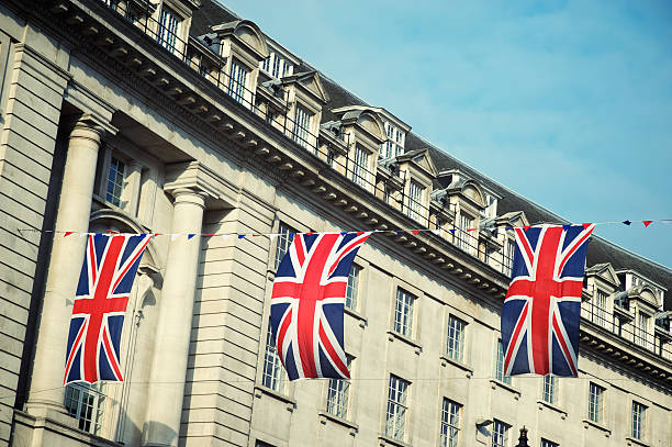 istock Union Jack British Flags Hang Across London Buildings 175414596