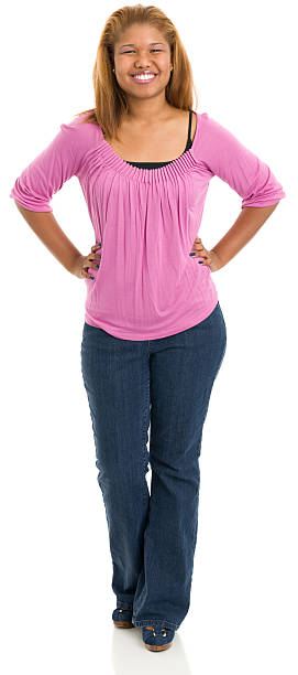 istock Smiling Young Woman Full Length Portrait 175414705