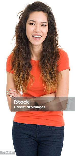 Happy Young Woman With Arms Crossed Stock Photo - Download Image Now - 20-24 Years, 20-29 Years, 25-29 Years