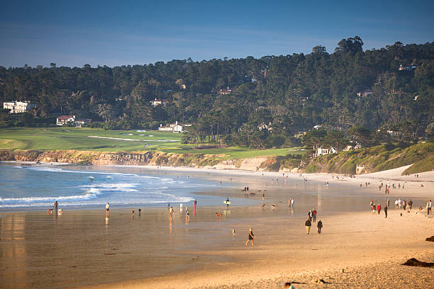 carmel beach in carmel-by-the-sea - pebble beach california california golf carmel california stock-fotos und bilder