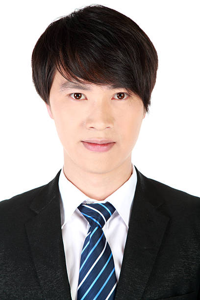 istock Frontal view of young Asian business man on white background 175416253