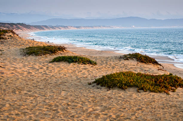 Beach at Sunset on Monterey Bay, California stock photo