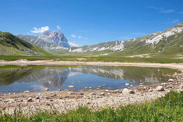 istock Mountain lake and Corno Grande-Campo Imperatore, Abruzzi Italy 175417437